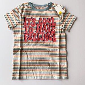 NWT Mini Boden Kids Boys Striped Feelings Tee